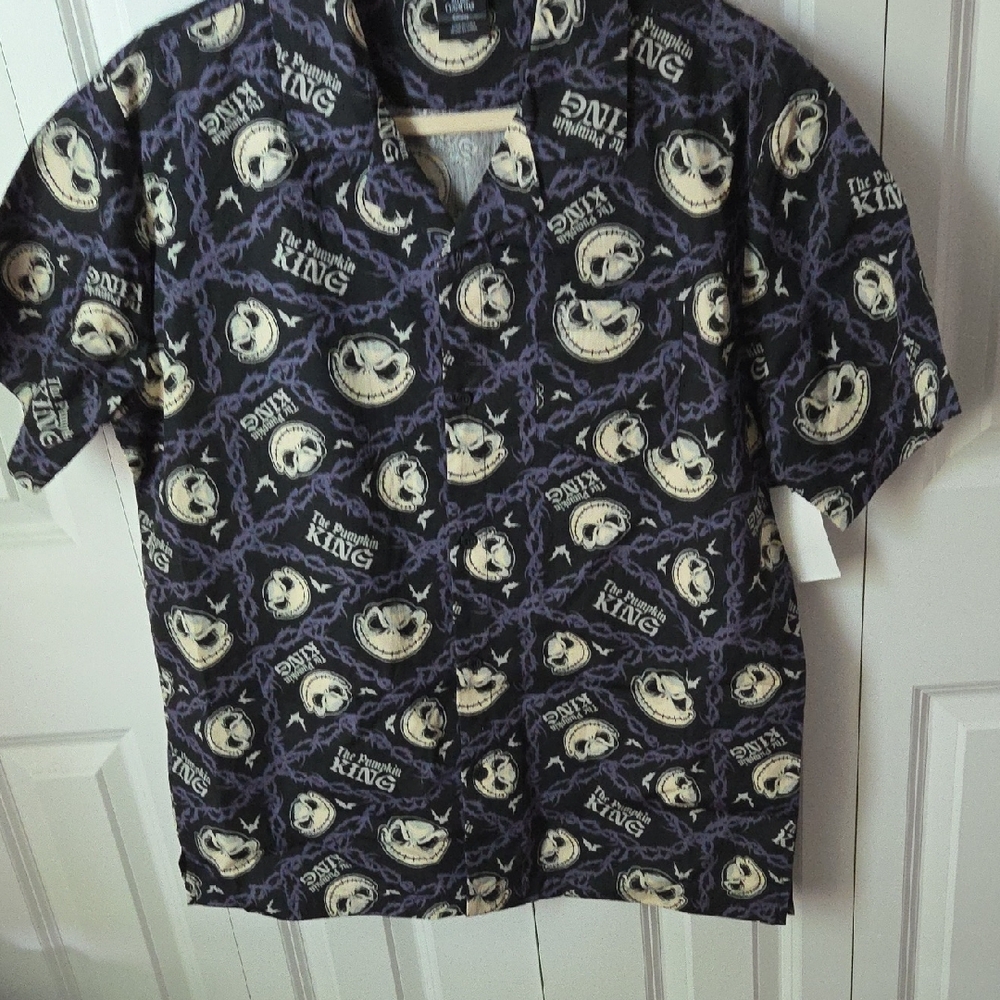 Disney Men's Purple and Cream Button Down Shirt